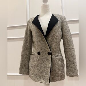 Women's Black and Gray Blazer Coat